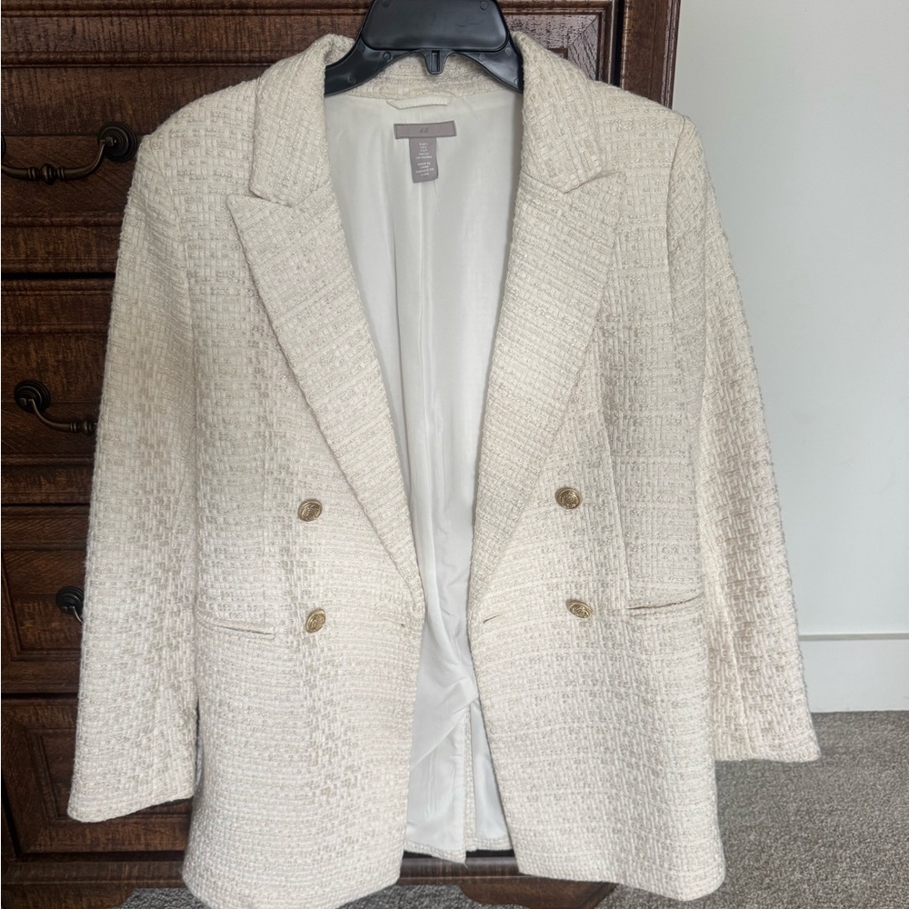 Cream Tweed Blazer Jacket